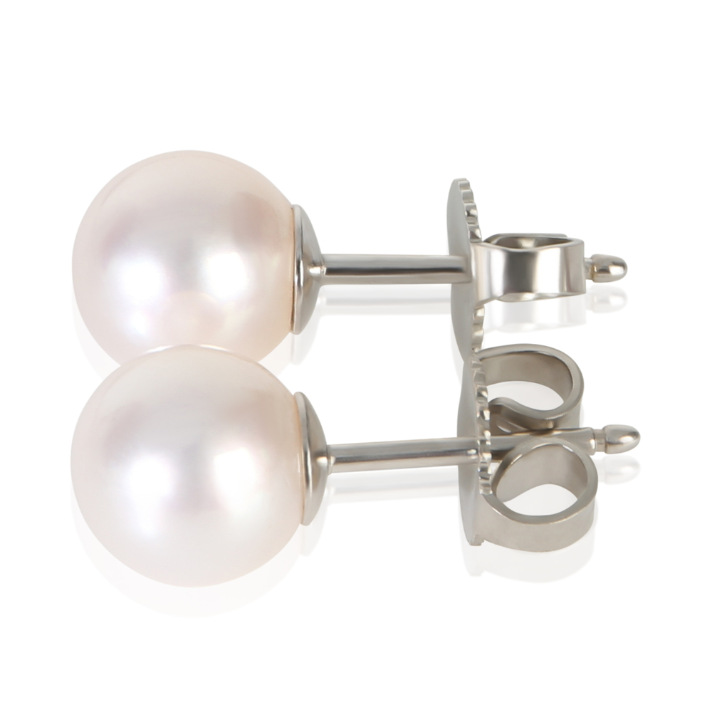 Tiffany & Co. White Gold Pearl Signature Earrings - Picture 2 of 4
